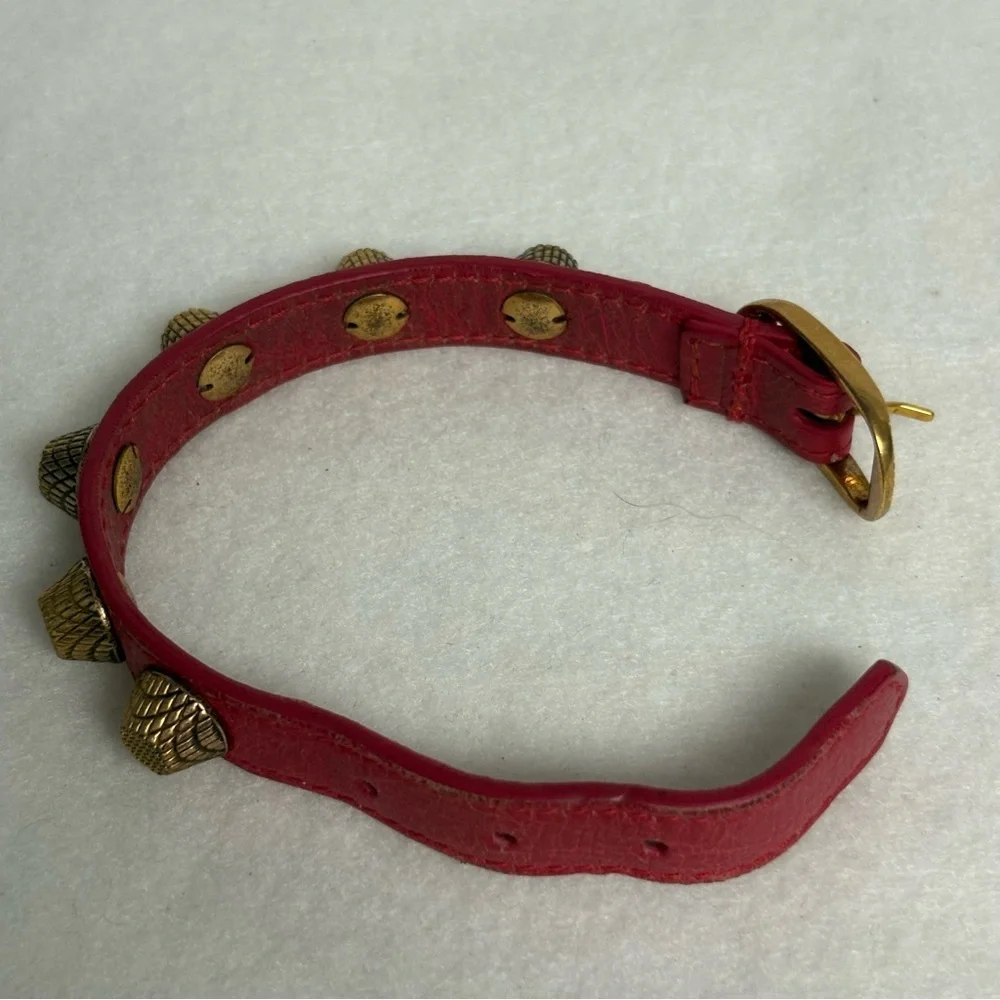 BALENCIAGA Giant Studded Leather Arena Red Bracelet